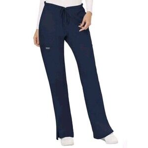 NWT Scrubs Cherokee Workwear XS Mid Rise Drawstring Petite Pants Navy Blue Flare